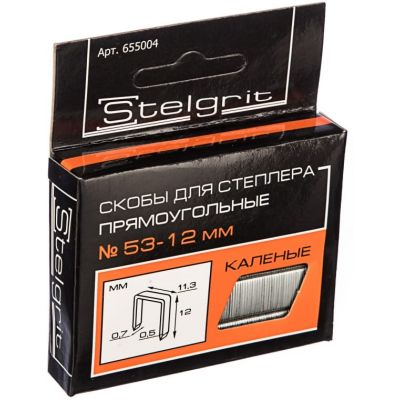 Cкобы для мебельного степлера каленые 12x0,7 мм 1000 шт./уп. "Stelgrit" 655004 (10) в Москве