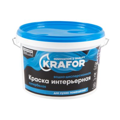 Краска В/Д интер супербелая 3кг (1) Krafor (син) в Москве