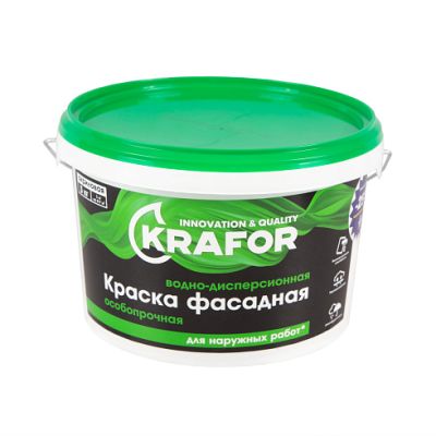 Краска В/Д фасадная 3кг (1) Krafor (салат) в Москве