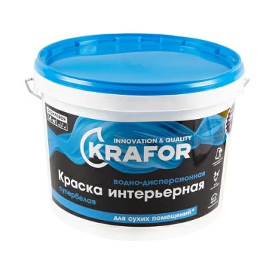 Краска В/Д интер супербелая 14кг (1) Krafor (син) в Москве