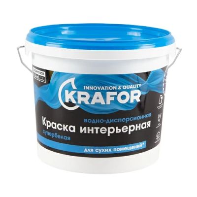 Краска В/Д интер супербелая 6,5кг (1) Krafor (син) в Москве